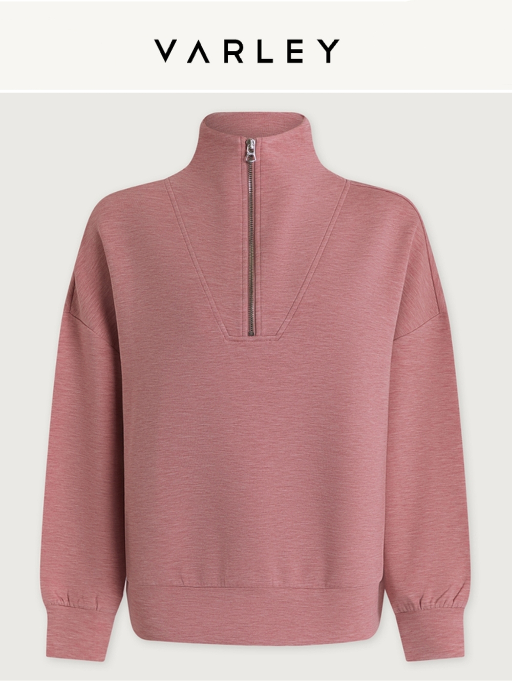 NWT Varley DoubleSoft Hawley Half-Zip Sweatshirt Rose Marl Pullover - Large